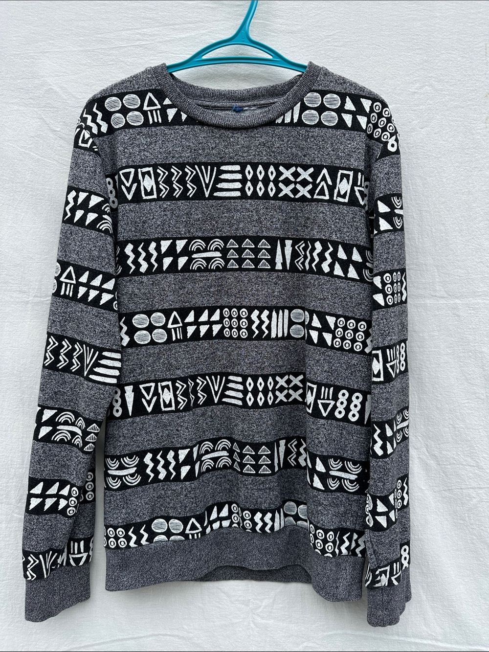 Men's Gray Patterned Crewneck Sweater